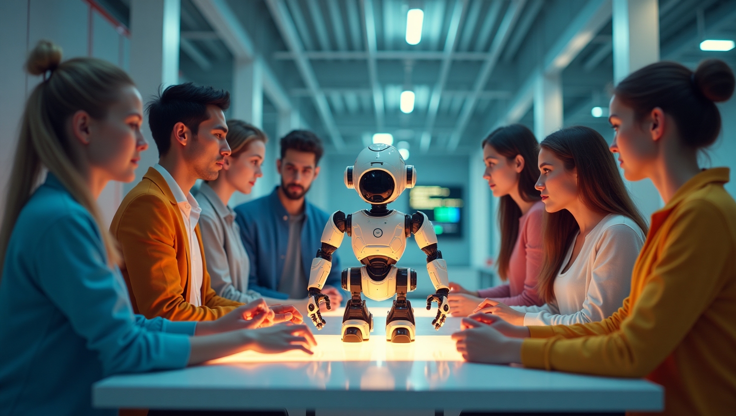 AI에서 오픈 소스 로봇 공학의 미래를 묘사하는 일러스트 그래픽