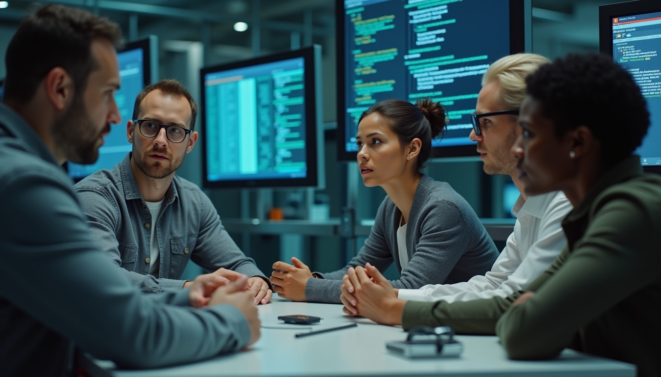 자동화된 환경에서 다양한 AI 에이전트의 협력 콘셉트 이미지