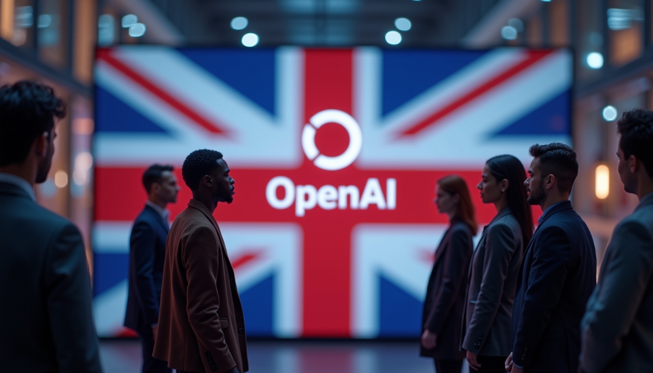 영국 국기와 함께한 OpenAI 로고, 영국 내 데이터 거주지를 상징