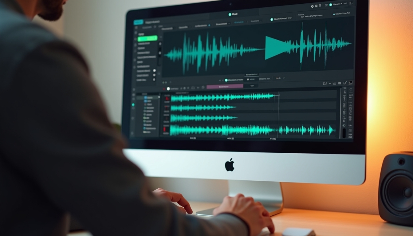 오디오 편집 기능을 보여주는 AI 기술 인터페이스
