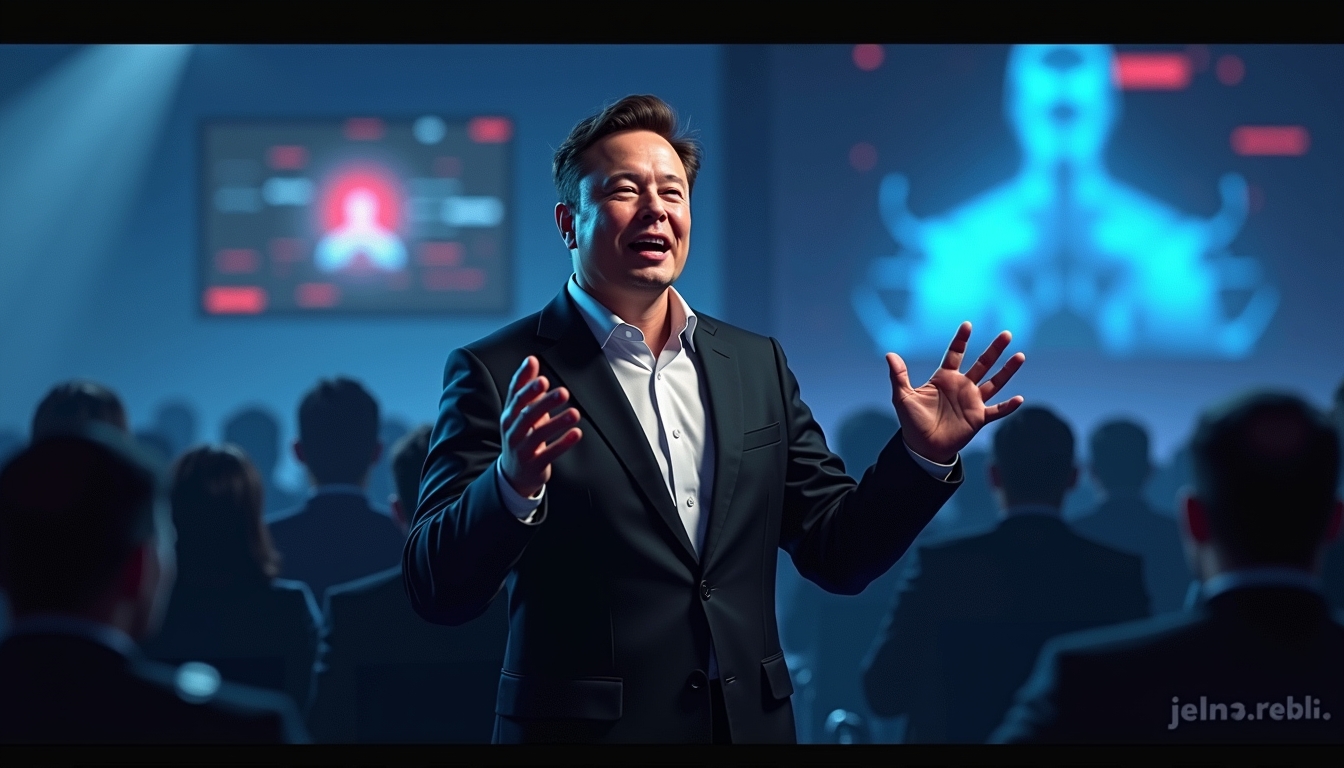 컨퍼런스에서 AI 기술을 논의하는 엘론 머스크