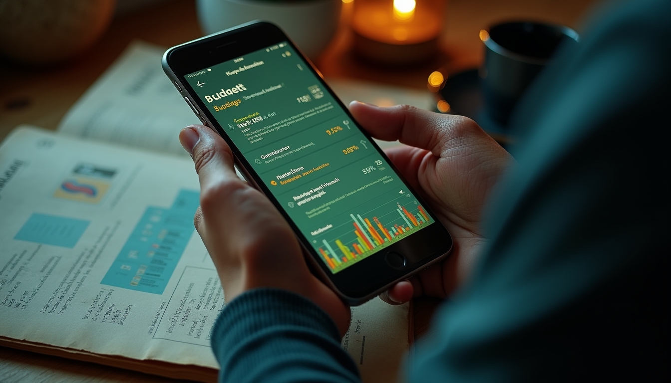 스마트폰에서 AI 금융 비서와의 상호작용을 통해 예산 분석을 보여주는 사용자