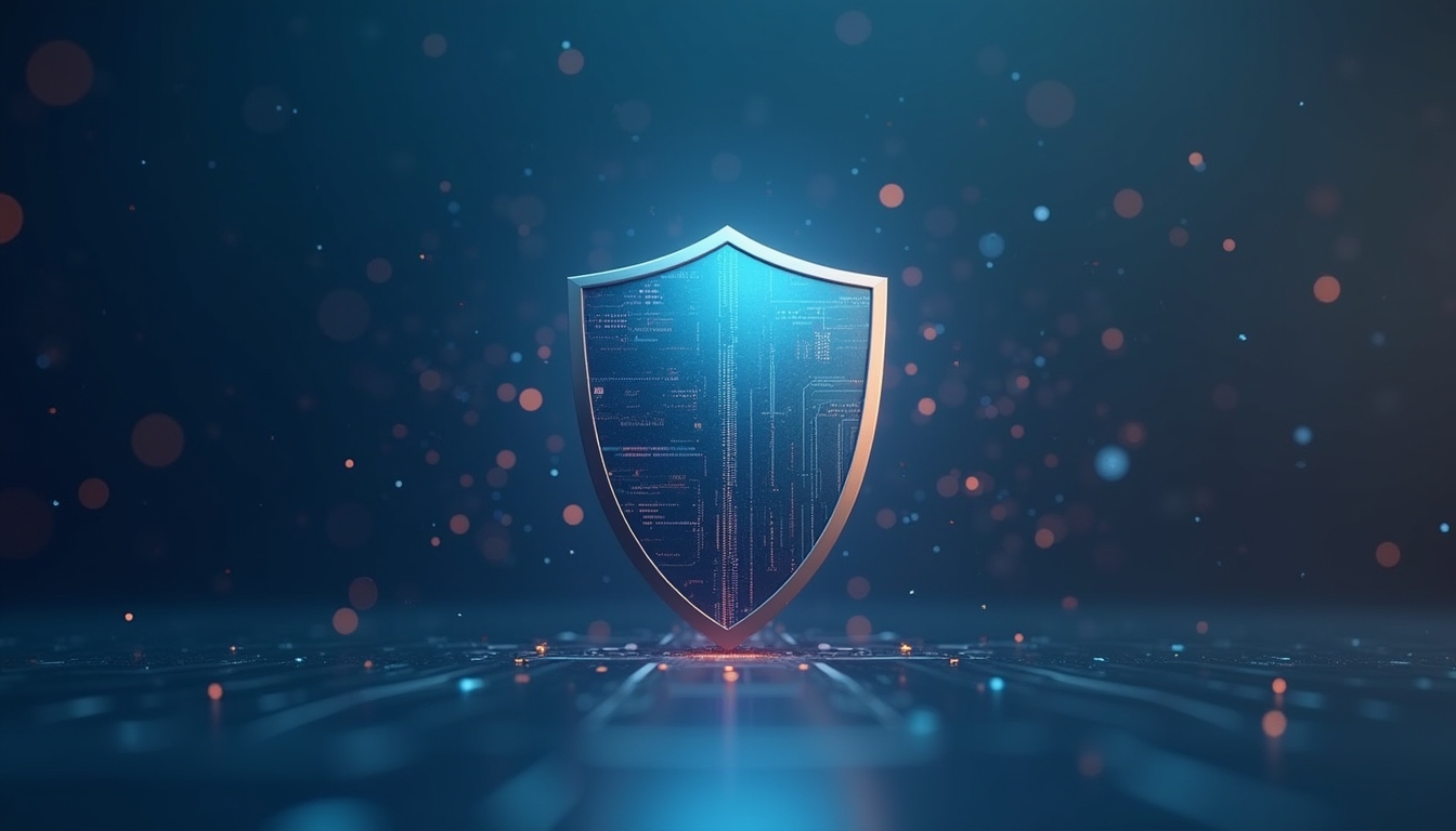 AI 시스템을 보호하는 디지털 방패로 설명된 AI 보안 조치
