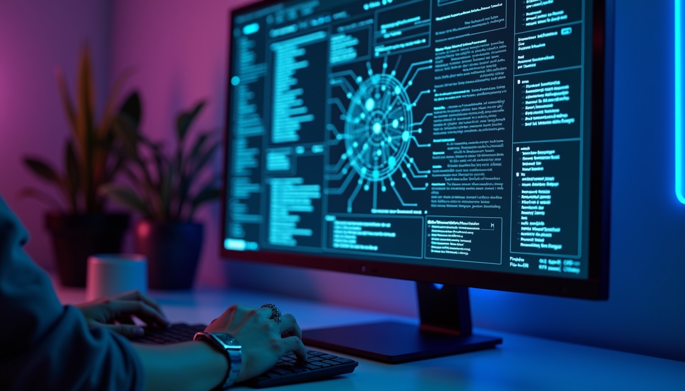 컴퓨터 화면에서 사이버 보안 데이터를 분석하는 AI 기술