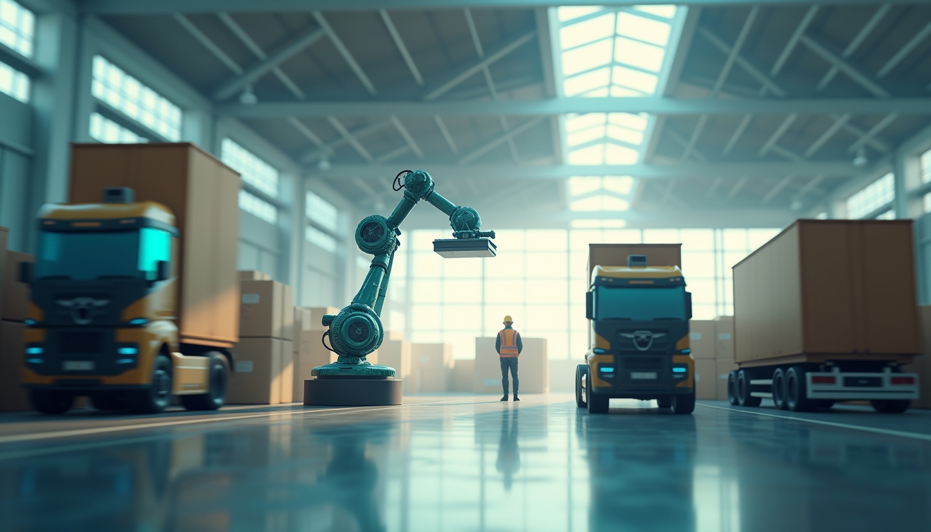 물류 운영에서 AI 최적화를 돕는 물류 맥락 프로토콜 일러스트