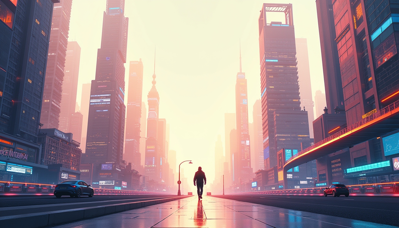 오픈 소스 AI 기술과 그 글로벌 영향을 묘사한 개념적 일러스트레이션