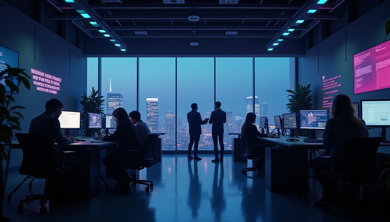 AI 기업의 협업과 파트너십의 시각적 표현