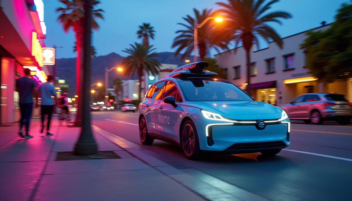 캘리포니아 도로를 주행 중인 웨이모 자율주행차