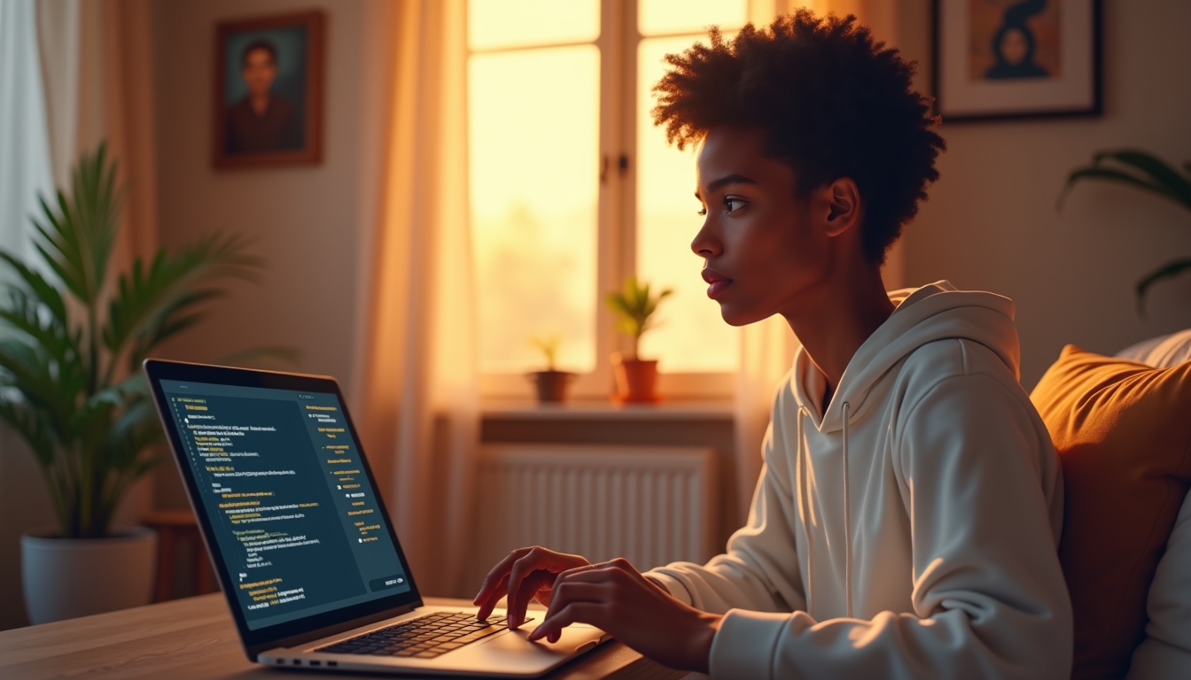 AI 채팅봇과 상호작용하는 청소년, 디지털 동반자와 개인정보보호 문제를 나타냅니다.