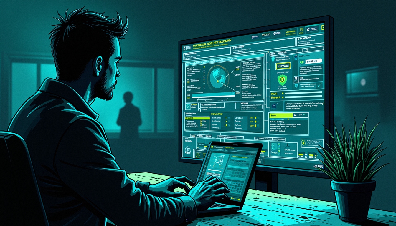 사이버 방어 계층을 갖춘 제로 트러스트 보안 프레임워크의 일러스트