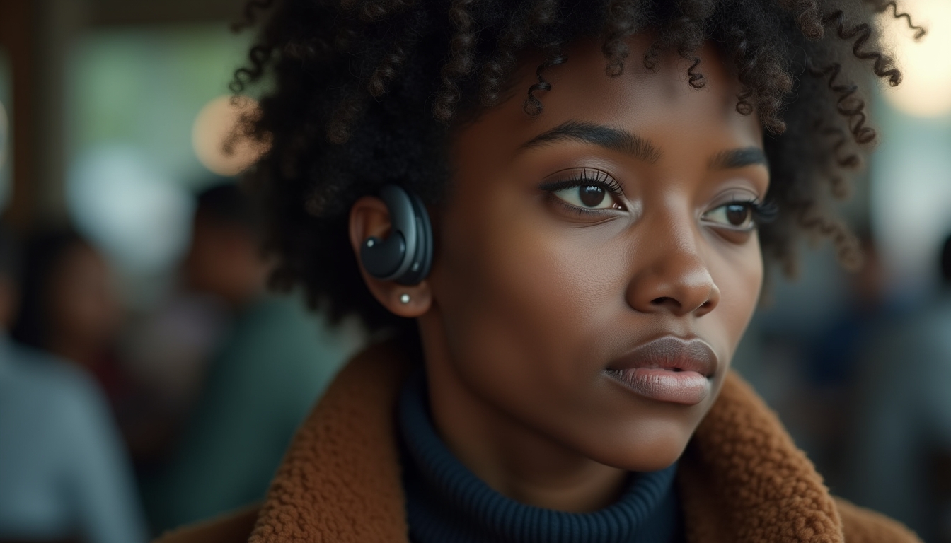 사회적 환경에서 AI 보청기를 사용하는 사람